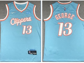 Nike Los Angeles Clippers #13 Paul George 2021-2022 City Jerseys Blue 