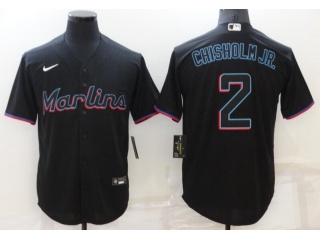 Nike Miami Marlins #2 Jazz Chisholm Jr. Cool Baase Jersey Black 