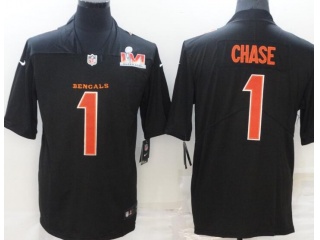 Cincinnati Bengals #1 Ja’Marr Chase Superbowl Jersey Black