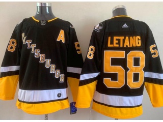 Adidas Pittsburgh Penguins #58 Kristopher Letang Black 2021 Jersey Black 