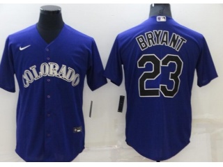 Nike Colorado Rockies #23 Kris Bryant Cool Base Jersey Purple