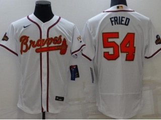 Nike Atlanta Braves #54 Max Fried Gold Program Champion Flexbase Jersey White