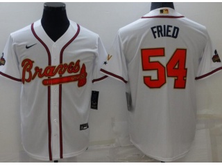 Nike Atlanta Braves #54 Max Fried Gold Program Champion Cool Base Jersey White