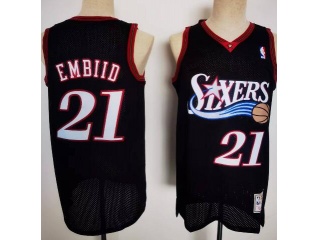 Philadelphia 76ers #21 Joel Embiid Throwback Jersey Black