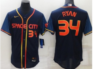 Nike Houston Astros #34 Nolan Ryan Space City Flexbase Jersey Blue