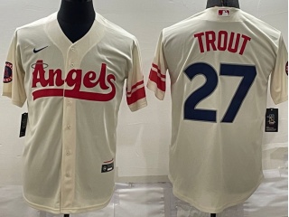 Nike Los Angeles Angels #27 Mike Trout City Cool Base Jersey Cream