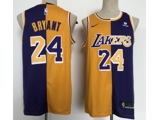 Los Angeles Lakers #24 Kobe Bryant Split Jersey Yellow And Purple 