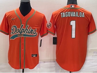 Miami Dolphins #1 Tua Tagovailoa Baseball Jersey Orange