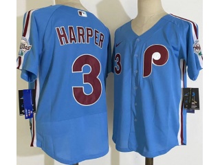 Nike Philadelphia Phillies #3 Bryce Harper Flebxase Jersey Blue