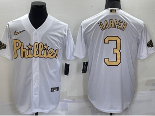 Philadelphia Phillies #3 Bryce Harper 2022 All Star Jerseys White 