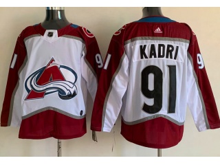 Adidas Colorado Avalanche #91 Nazem Kadri Jersey White With Black Number