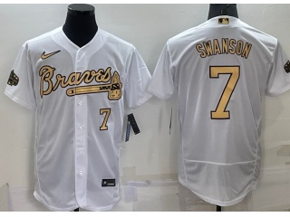 Nike Atlanta Braves #7 Dansby Swanson 2022 All Star Flexbase Jersey White