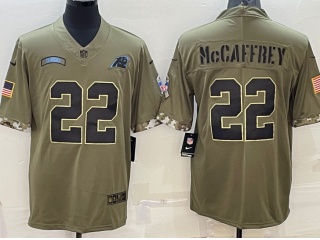 Carolina Panthers #22 Christian Mccaffrey 2022 Salute To Service Jersey Green 