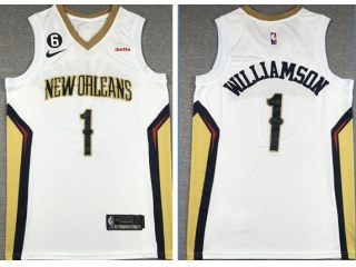 Nike New Orleans Pelicans #1 Zion Williamson 2022-23 Jersey White 