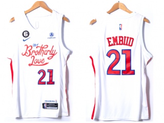 Nike Philadelphia 76ers #21 Joel Embiid 2022-2023 City Jerseys White 