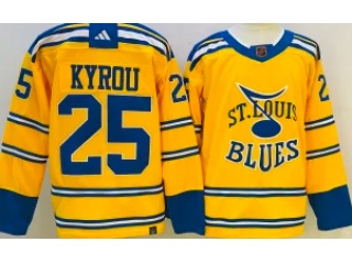 Adidas St.Louis Blues #25 Jordan Kyrou 2023 Reverse Jersey Yellow