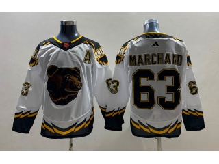 Adidas Boston Bruins #63 Brad Marchand 2023 Reverse Jersey White 