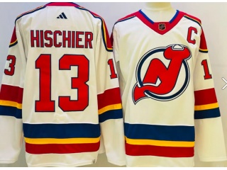 Adidas New Jersey Devils #13 Nico Hischier 2023 Reverse Jersey White