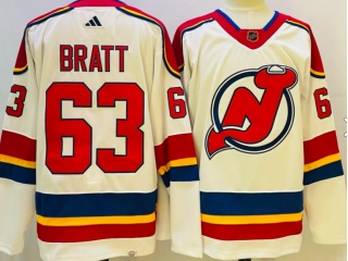 Adidas New Jersey Devils #63 Jesper Bratt 2023 Reverse Jersey White