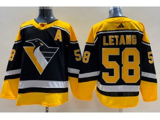 Adidas Pittsburgh Penguins #58 Kristopher Letang 2023 Reverse Jersey Black 