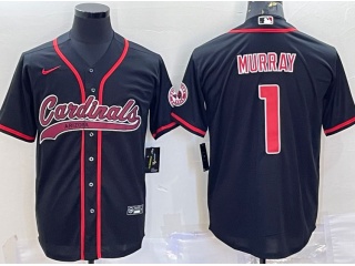 Arizona Cardinals #1 Kyler Murray Baseball Jersey Black