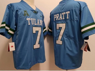 Tulane Green Wave #7 Michael Pratt Jersey Blue