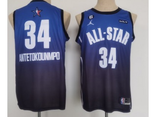 Milwaukee Bucks #34 Giannis Antetokounmpo 2023 All Star Jersey Blue