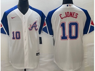 Atlanta Braves #10 C.JONES City Cool Base Jersey White 