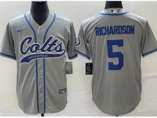 Indianapolis Colts #5 Anthony Richardson Baseball Jersey Grey