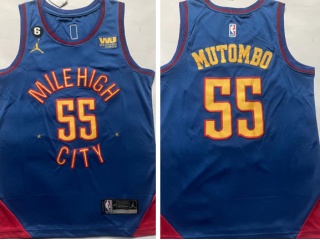 Denver Nuggets# 55 Dikembe Mutombo Mile High 2022-23 City Jersey Blue