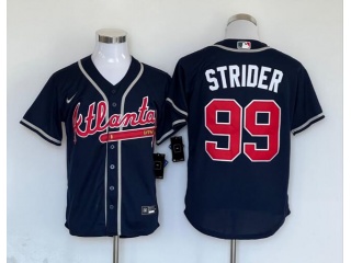 Atlanta Braves #99 Spencer Strider Cool Base Jersey Navy Blue