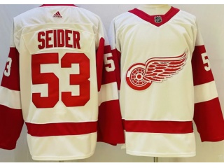 Adidas Detroit Red Wings #53 Moritz Seider Hockey Jersey White