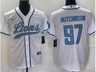 Detroit Lions #97 Aidan Hutchinson Baseball Jersey White 