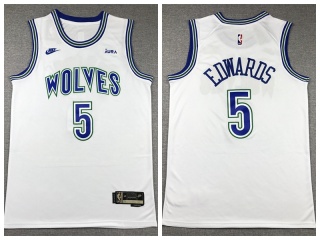 Minnesota Timberwolves #5 Anthony Edwards Classic Jersey White