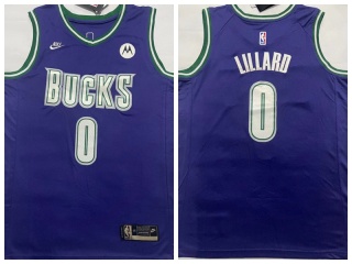 Milwaukee Bucks #0 Damian Lillard Classic Jersey Purple