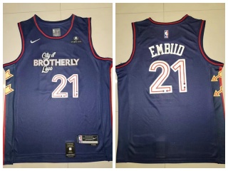 Philadelphia 76ers #21 Joel Embiid 2024 City Jersey Navy Blue