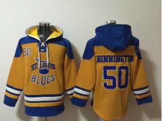 St.Louis Blues #50 Jordan Binnington Hoodie Yellow