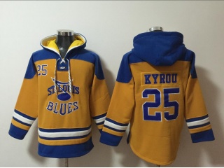 St.Louis Blues #25 Jordan Kyrou Hoodie Yellow