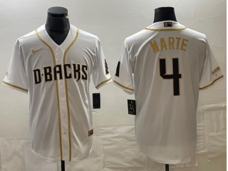 Arizona Diamondbacks #4 Ketel Marte Cool Base Jersey White Golden