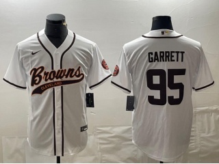 Cleveland Browns #95 Myles Garrett Baseball Jersey White