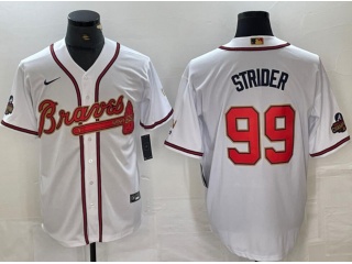 Atlanta Braves #99 Spencer Strider Gold Program Cool Base Jersey White