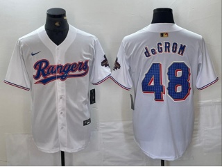 Texas Rangers #48 Jacob Degrom Gold Program Cool Base Jersey White