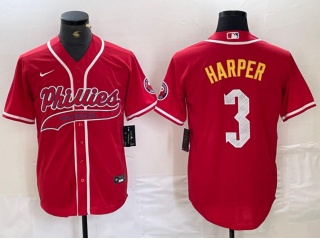 Philadelphia Phillies #3 Bryce Harper Fashion Cool Base Jersey Red 