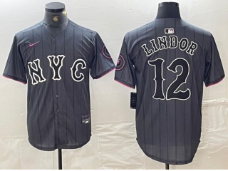 New York Mets #12 Francisco Lindor 2024 City Connect Jerseys Black