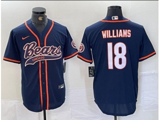 Chicago Bears #18 Caleb Williams Baseball Jersey Blue