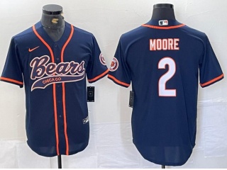 Chicago Bears #2 DJ Moore Baseball Jersey Blue