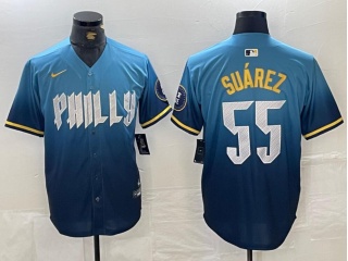 Philadelphia Phillies #55 Ranger Suárez 2024 City Cool Base Jersey Blue