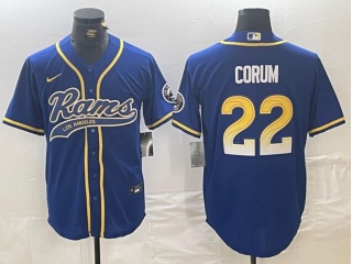 Los Angeles Rams #22 Blake Corum Baseball Jersey Blue