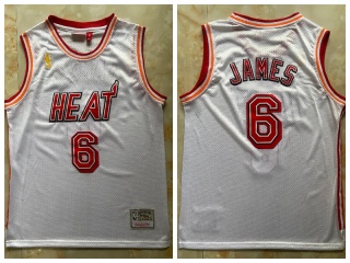 Miami Heat #6 Lebron James Throwback Jersey White