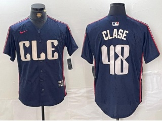 Cleveland Guardians #48 Emmanuel Clase City Connect Cool Base Jersey Navy Blue